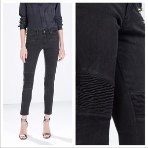 Zara Mid Rise Skinny Jeans, Black Denim, 24
